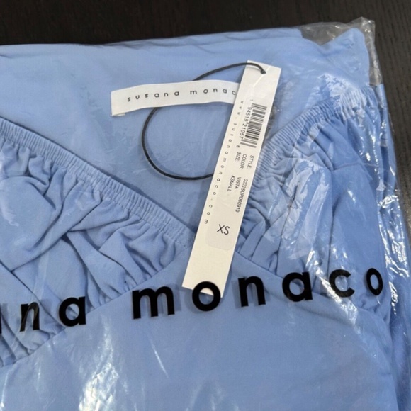 Susana Monaco Off The Shoulder High Low Hem Dress Vista/Blue Size XS - NWT - Picture 6 of 11